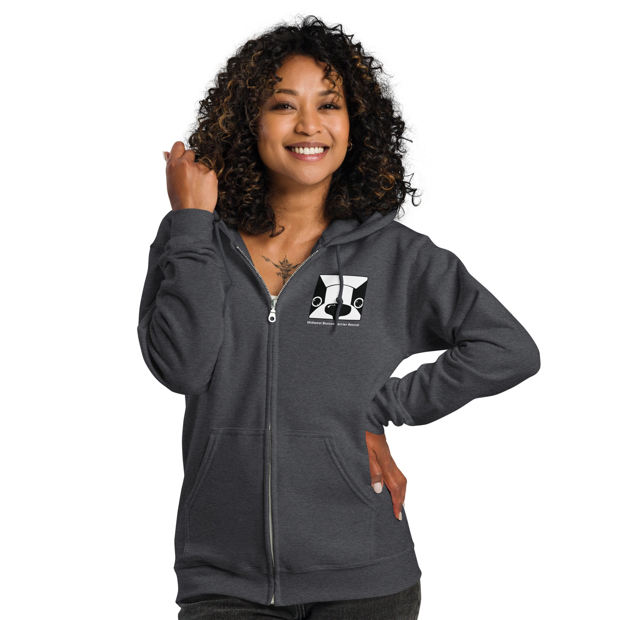 Logo Zip Hoodie - Unisex heavy blend – Midwest Boston Terrier Rescue